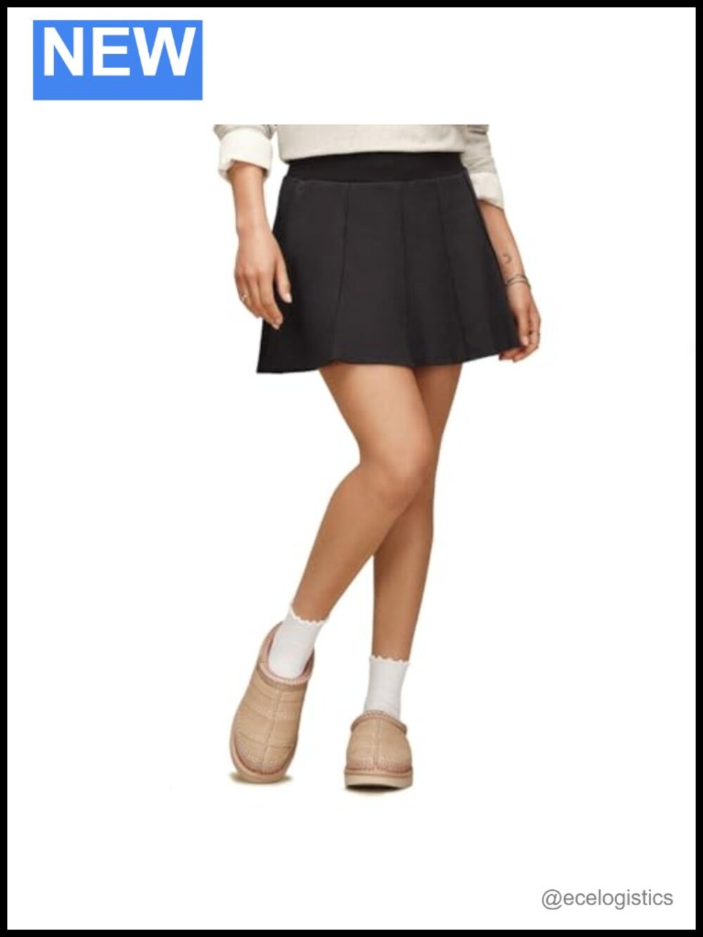 Flared Mini Skirt Cotton Elastane Pull On